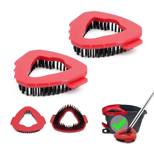 Red Scrub Brush Heads - 2 Pack Compatible with Spin Mop