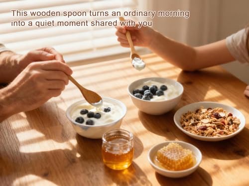 6-Piece Handcrafted Beech Wood Spoon Set - Assorted Sizes for Tea & Honey