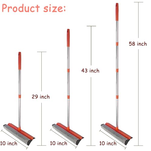 Bunliuys 2-in-1 Window Squeegee with 58'' Extension Pole - Red