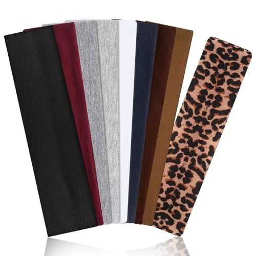 Burcoya 9 Pack Non Slip Stretch Elastic Headbands for Women Sports Yoga