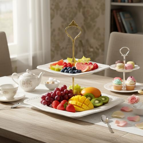 Tucnoeu 5 Sets Tiered Tray Hardware Kit - Gold & Silver Cake Stand
