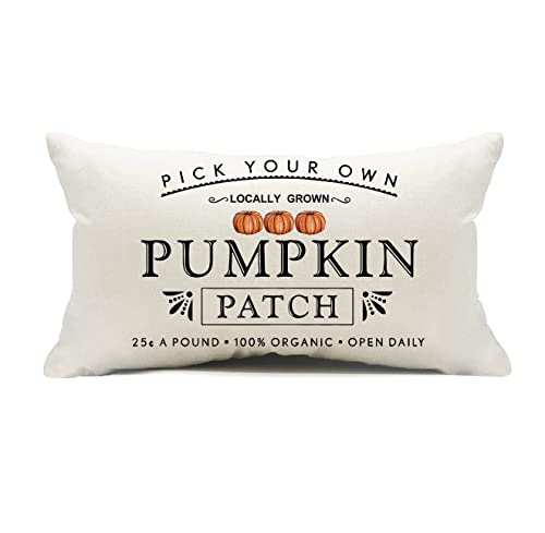 Autumn Pumpkin Patch Throw Pillow Cover - Farmhouse Style 12x20