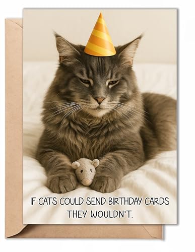 Funny Cat Birthday Card with Envelope - Hilarious 5x7 Card for Cat Lovers
