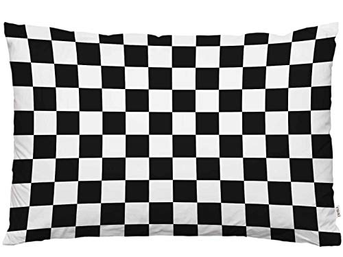EKOBLA Racing Checkered Throw Pillow Cover, Black & White Geometric, 20x30"