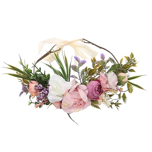 Floral Crown Rose Headband Adjustable Flower Halo for Wedding Party
