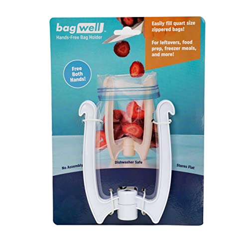 Bagwell Quart Size Food Storage Bag Holder - Hands-Free Freezer Bag Stand