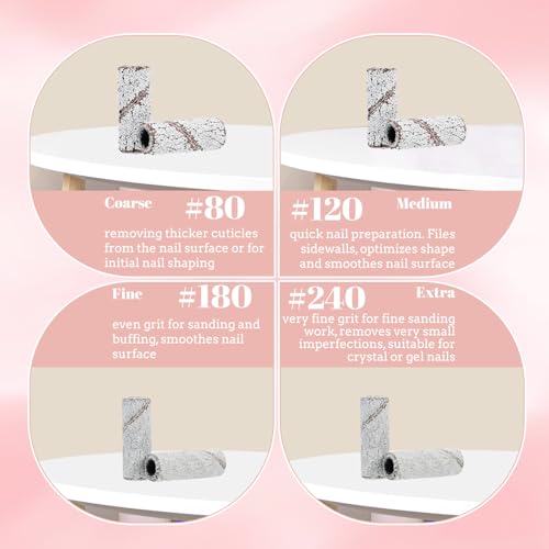 MAGITWAY 100 Pcs Extra Fine Nail Drill Sanding Bands 240 Grit with Mandrel Bit