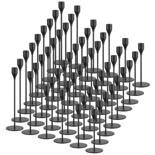 Black Taper Candle Holders Set of 54 - 8.7, 10.7 & 12.7 Inch Bulk Decor