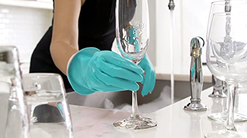 Casabella Premium Waterblock Cleaning Gloves - Aqua Blue, Large