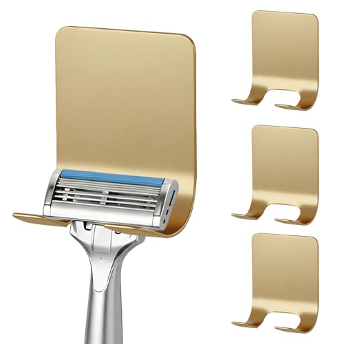 Heran Gold Razor Holder for Shower Wall - 4 Pack Self-Adhesive Hooks