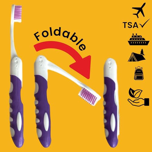 ALAZCO Folding Travel Toothbrush Medium Bristles 4-Pack