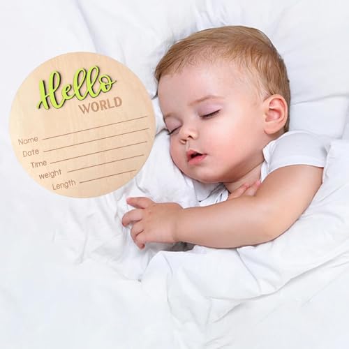 Personalized Wooden Baby Announcement Sign - 5.9 Inch Hello World
