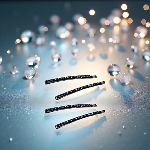 Black Rhinestone Bobby Pins Set of 4 Sparkling Crystal Hair Barrettes