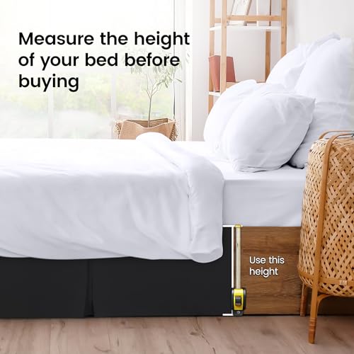 Utopia Bedding Twin Bed Skirt, 15-Inch Drop Pleated Dust Ruffle, Black