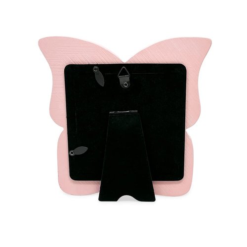 Laura Ashley 4x4 Pink Resin Butterfly Picture Frame with Dotted Edges, Photo Frame with Black Fabric Easel, Made for Tabletop & Wall-Hanging Display (4x4, Pink)
