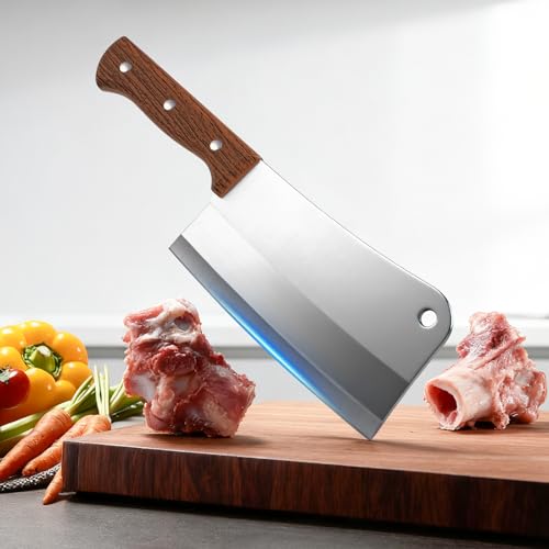 Uibkor 7-Inch Meat Cleaver - Heavy Duty Stainless Steel Butcher Knife