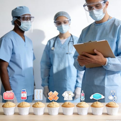 48 Pcs Nurse Graduation Cupcake Toppers RN Nursing Party Picks
