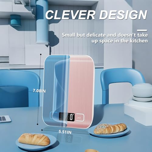 SOYOK Digital Food Scale - 11lb Capacity, Pink, Accurate to 1g