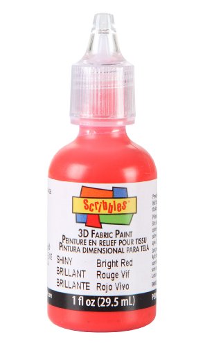 Scribbles 3D Fabric Paint, Bright Red, 1 Oz - Durable Craft Paint