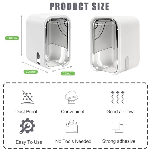 OIZOIZ Grey Mini Toothbrush Holder, 2-Pack Wall Mounted Organizer