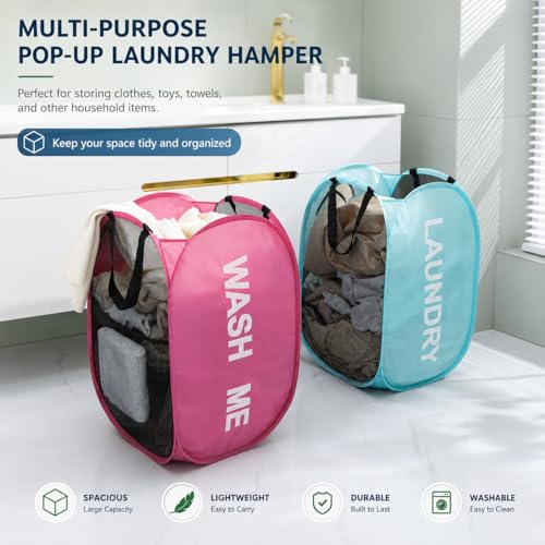 Collapsible Mesh Laundry Hamper with Handles - 14x14x23 Inch