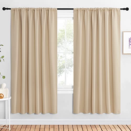 NICETOWN Room Darkening Curtains, Thermal Insulated Drapes - 62x72, Biscotti