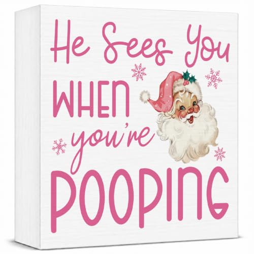 FXEFXE Christmas 8 Pink Wooden Sign Holiday Decor for Home & Office