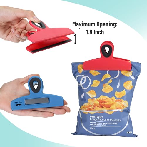 Mr. Pen Magnetic Bag Clips, 5.3-Inch Heavy Duty Chip Clips, 4-Pack Multicolor