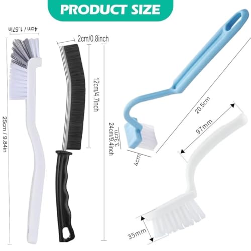 Xemnys 4-Piece Crevice Cleaning Brush Set for Tile Grout and Toilet Rims
