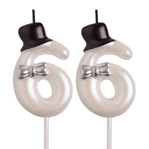 Elegant 66th Birthday Candle Set with Silver Bow & Hat