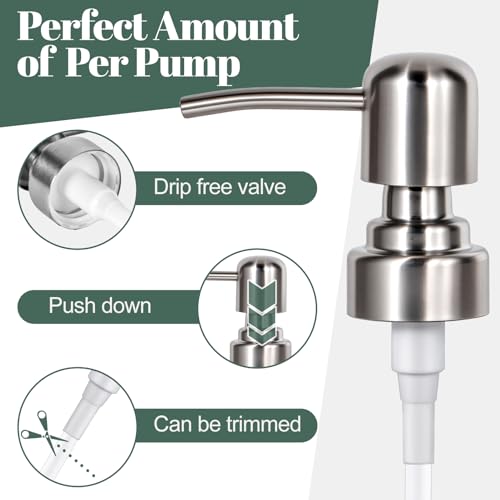 Silver Stainless Steel Soap Dispenser Pump Replacement - 2 PCS