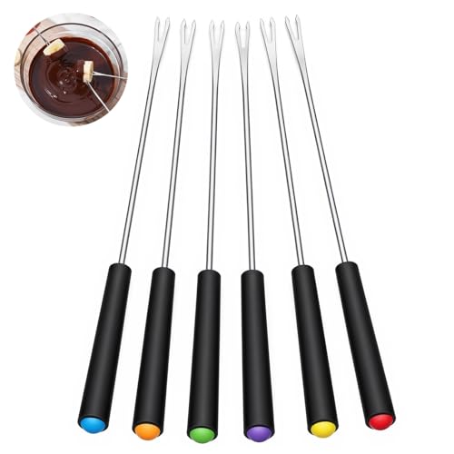Cobee 6-Piece Stainless Steel Fondue Fork Set with Color-Coded Handles