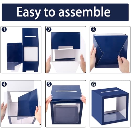 Navy Blue Wedding Card Box with Clear Window – 7.9 Inch