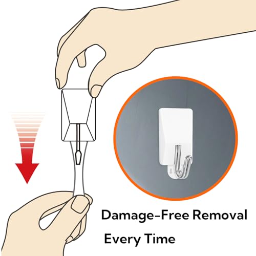 Damage-Free Wire Toggle Hooks Set with Adhesive Strips - 1 lb Capacity
