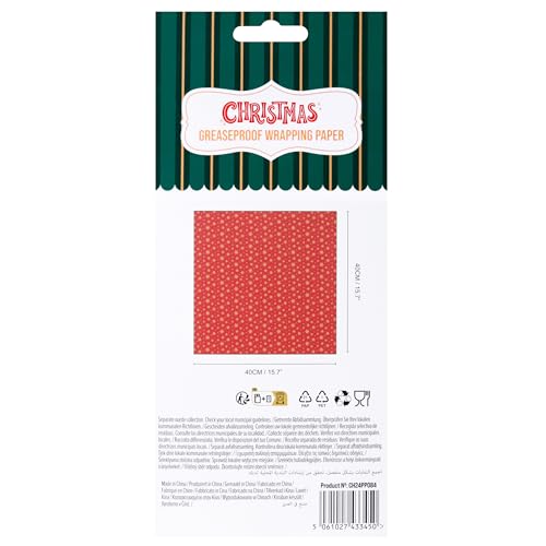 Christmas Wrapping Parchment Paper with Golden Stars - 12 Sheets