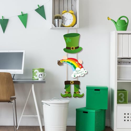 St. Patrick's Day Leprechaun Wooden Door Sign - 34.7 x 8.7 in