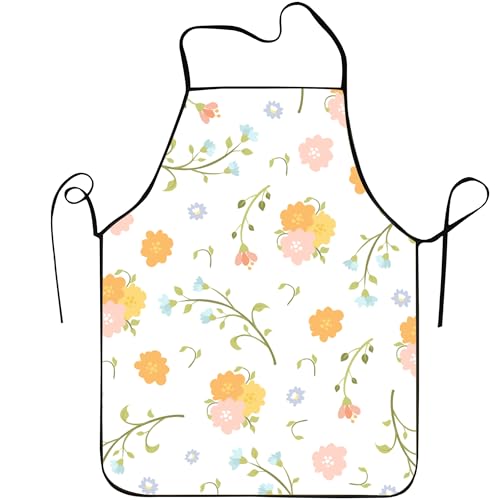 Lucleag Hello Spring Floral Kitchen Apron for Men and Women