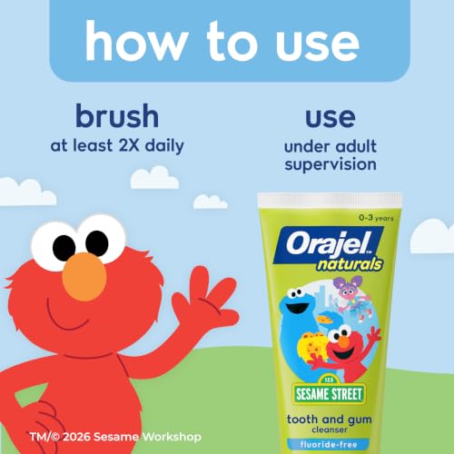 Orajel Baby Elmo Fluoride-Free Tooth & Gum Cleanser with Finger Brush