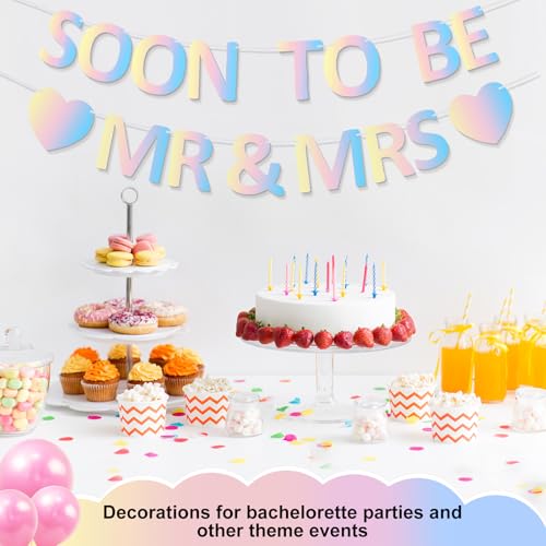 Soon To Be Mr & Mrs Glitter Banner Pre-Strung Engagement Decor