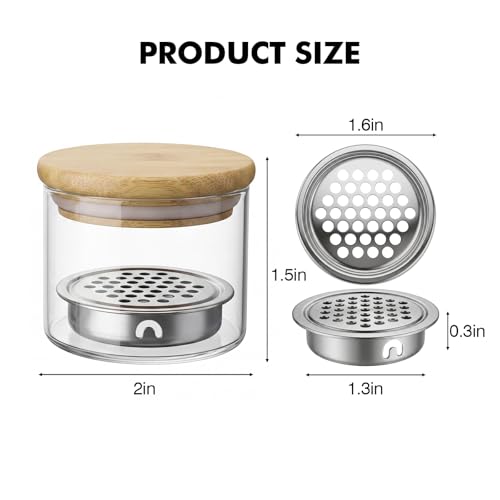 KCGANI Glass Nail Art Brush Cleaner Cup with Lid and Metal Mesh Filter