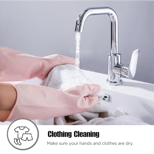 IUCGE Reusable Rubber Cleaning Gloves for Household & Dishwashing - Pink, Medium