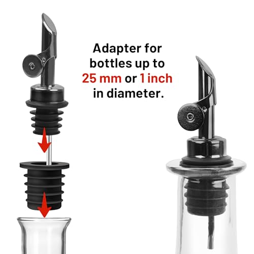 USEAMIE Liquor Pourer Adapter for Large 1-Inch Bottles - 6 Piece Set