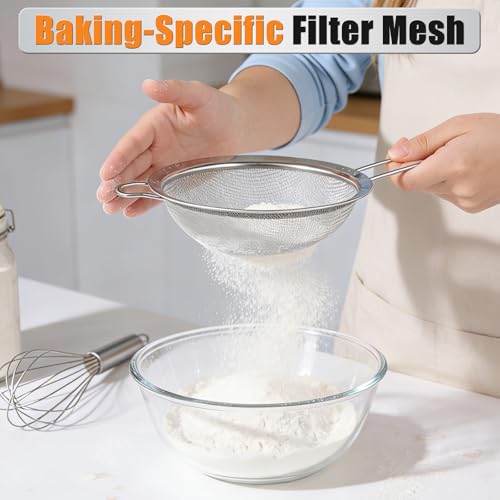 Ninsula 4-Piece Stainless Steel Fine Mesh Strainer Set with Long Handles