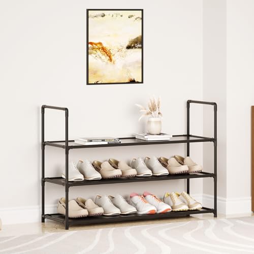 Vockot 3-Tier Stackable Shoe Rack, 28.5" Wide Metal Storage Organizer