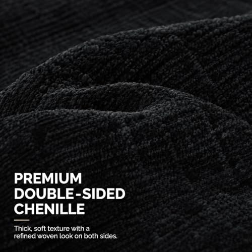 HOSHEN HOME Black Chenille Throw Pillow Covers 18x18 Inch Set of 2