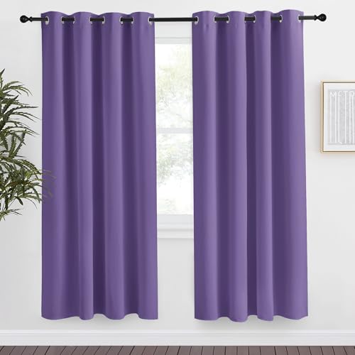 NICETOWN Lilac Purple Blackout Curtain Panel 78 inch Long, W55 x L78, Room Darkening Thermal Insulated Window Treatment