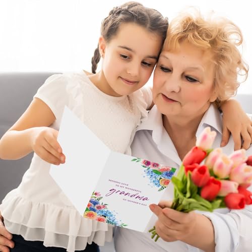 Floral Mother's Day Card for Grandma with Envelope from Grandkids