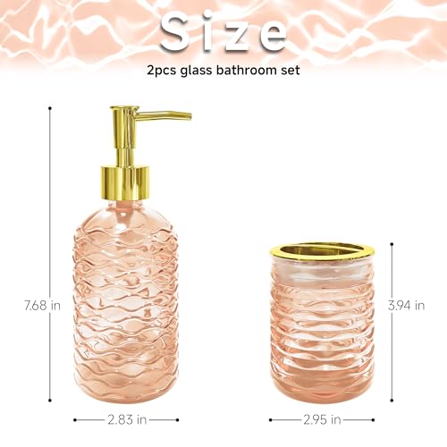Amber Glass Bathroom Accessories Set - Wave Design, 2-Piece