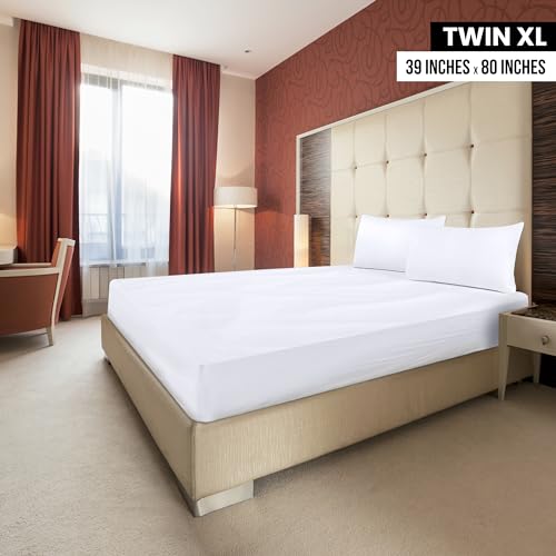 Twin XL Fitted Sheet Set - 2 Pack, 15 Inch Pocket, White