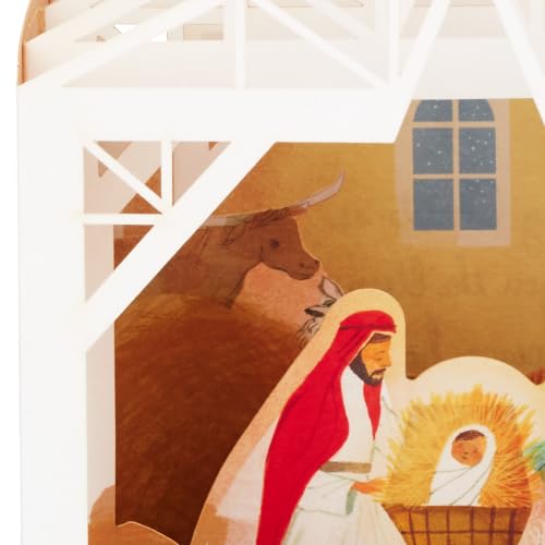 Illustrated Nativity Christmas Pop Up Card with Envelope - Religious Scene